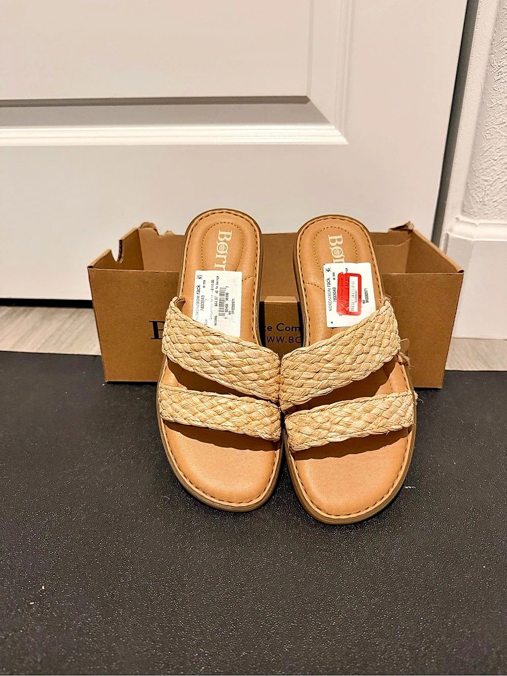 Born Mahal Raffia Slide Sandals in Tan US 7 NWT
